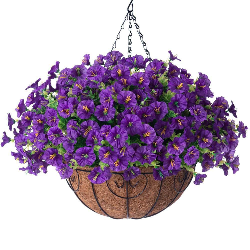 20.5 in. Purple Other Indoor/Outdoor Hanging Artificial Morning