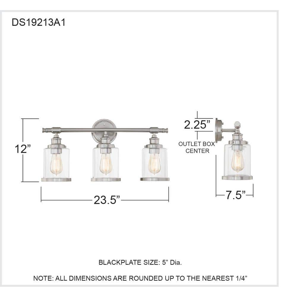 Alford 3-Light Brushed Nickel Dimmable Vanity Sconce