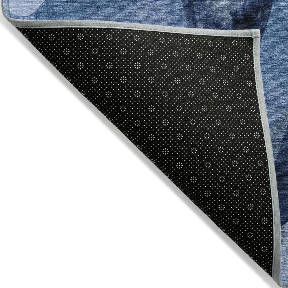 Navy Abstract Synthetic 5' x 7' Washable Area Rug