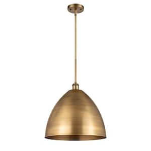 Metal Bristol 1-Light Brushed Brass Cone Pendant Light with Brushed Brass Metal Shade