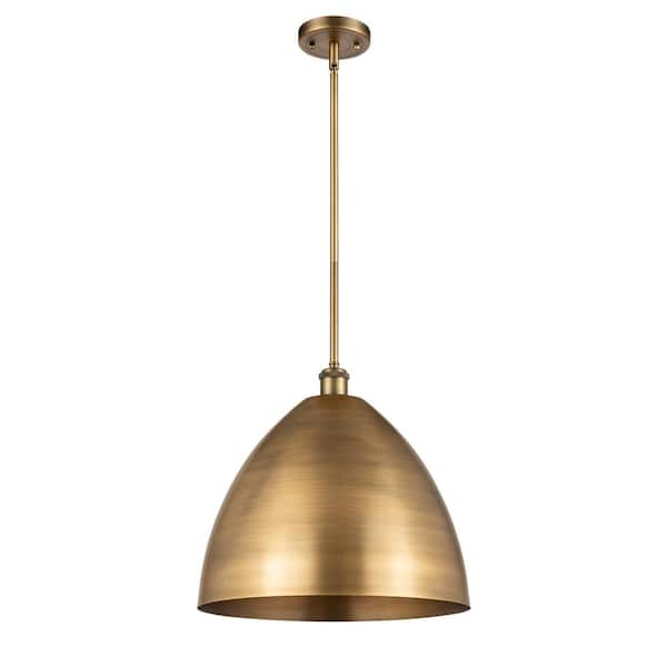Metal Bristol 1-Light Brushed Brass Cone Pendant Light with Brushed Brass Metal Shade
