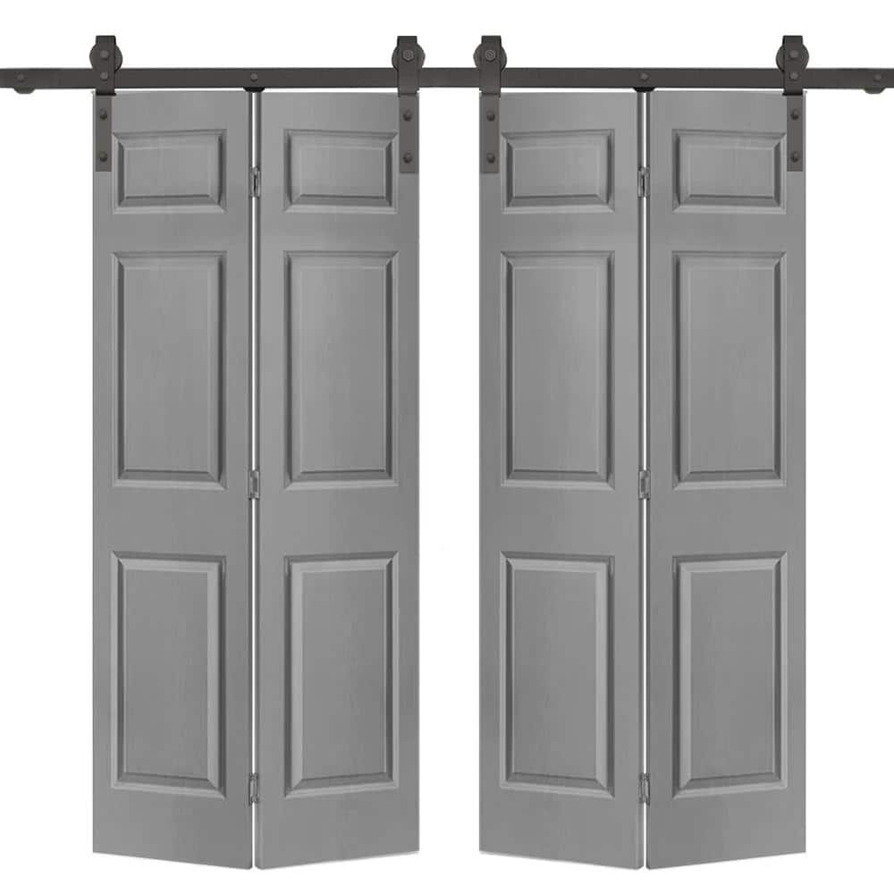 CALHOME 48 In X 84 In 6 Panel Light Gray Painted MDF Hollow Core   Light Gray Calhome Bifold Doors Bifold 1300 4 Top Bf 6panel 84x24sg 2 64 1000 