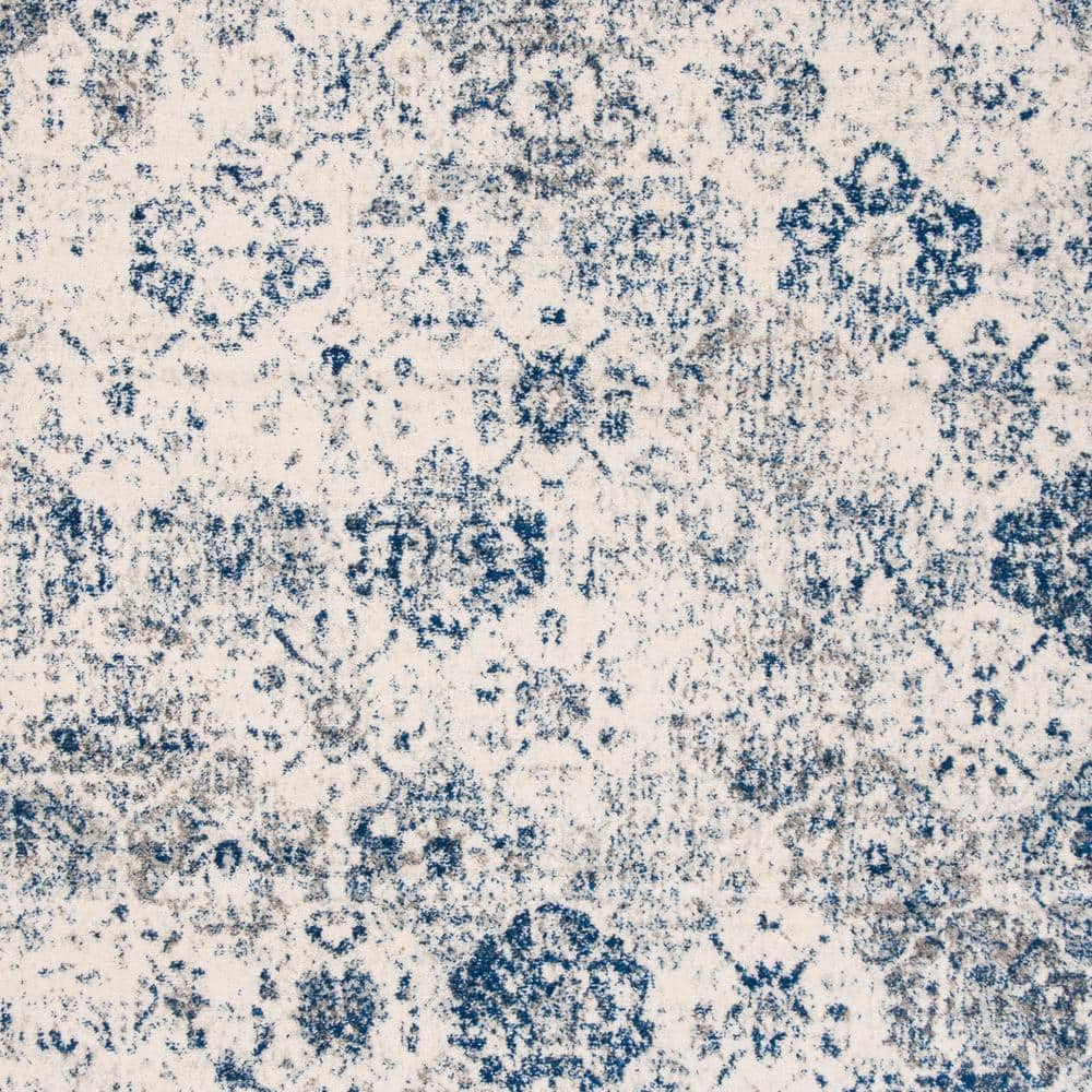 Reversible Blue Synthetic Rectangular Area Rug, 5'1" x 7'6"