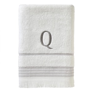 Casual Monogram Letter Q Bath Towel, white, cotton