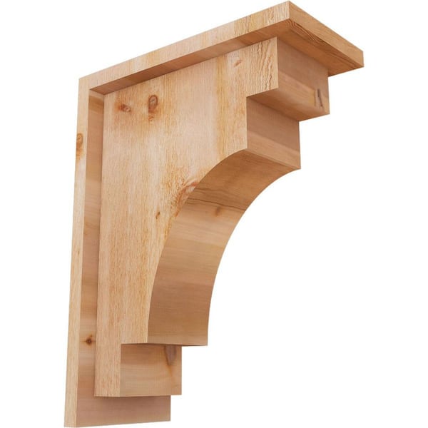 Ekena Millwork 6 in. x 12 in. x 16 in. Western Red Cedar Mediterranean Rough Sawn Corbel with Backplate