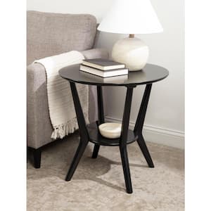 Nylah 23.62 in. Black Round Solid Wood End Table