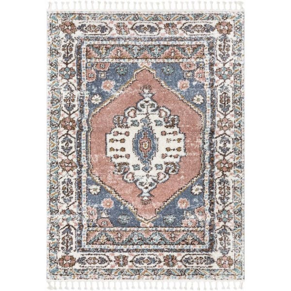 Well Woven Nala Loire Oriental Medallion Shag Blush 7 ft. 10 in. x 9 ft. 10 in. Area Rug
