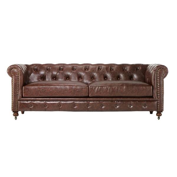 Home Decorators Collection Gordon Brown Leather Sofa