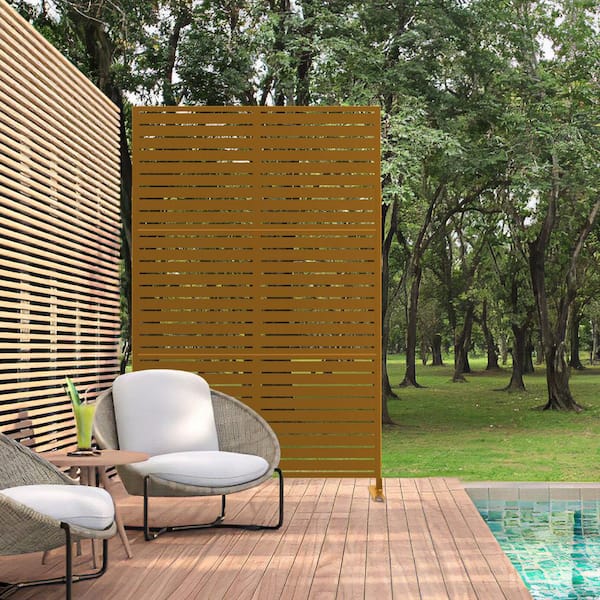 Unbranded 72 in. x 47 in. Brown Outdoor Metal Galvanized Privacy Screen Fence Garden Panels
