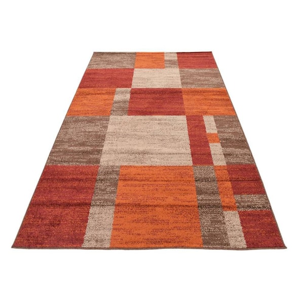 Geometric Wool Area Rug from Mexico (2.5x4.5), 'Autumn Geometry