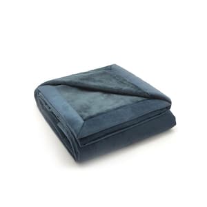 Seren Dark Blue Polyester Velvet 50 in. W x 60 in. L Indoor Throw (1-Throw Blanket)