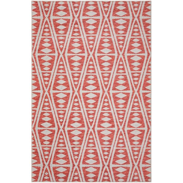 Addison Rugs Yuma Red 5 ft. x 7 ft. 6 in. Geometric Indoor/Outdoor Washable Area Rug