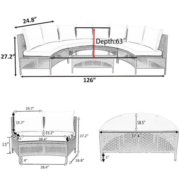 All-Weather 5-Piece Wicker Outdoor Sectional Set, Patio