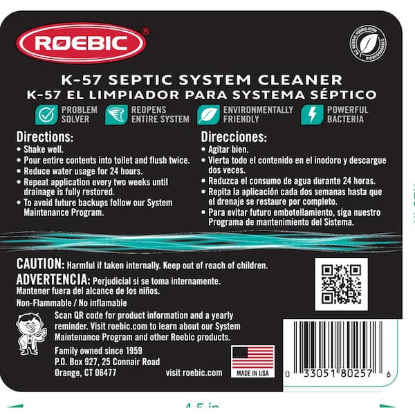 Roebic 64 Oz Septic System Cleaner K 57 H 3 The Home Depot