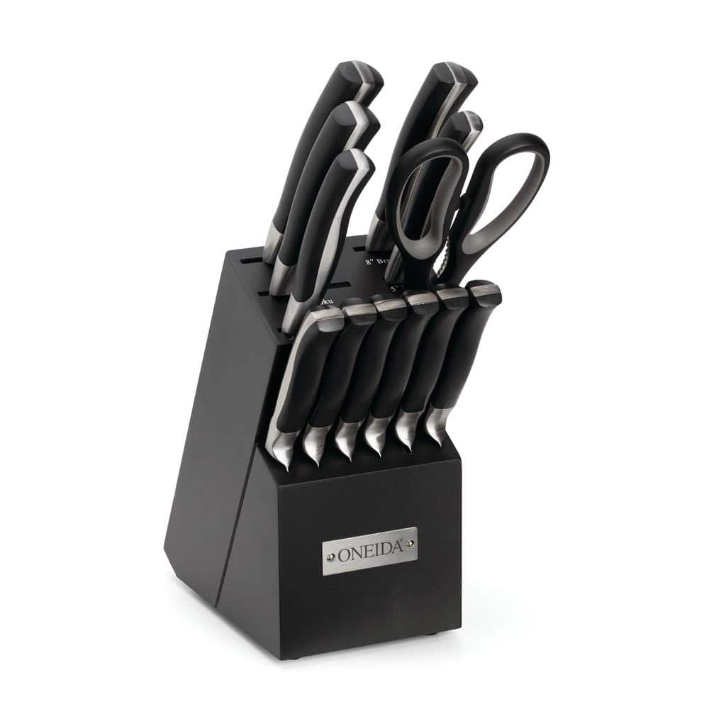 Oneida Vanguard Side 13-Piece Stainless Steel Knife Set with Block ...