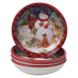 Magic Of Christmas Snowman 36 oz. Multicolored Earthenware Soup Bowl (Set of 4)
