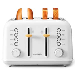 1800 W 4-Slice Arctic White Wide Slot Toaster Stainless Steel with High Lift Lever 7-Shade Settings