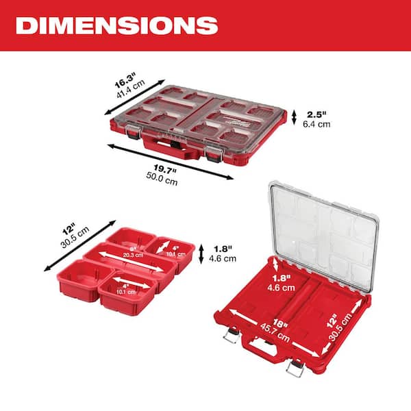 Milwaukee - PACKOUT 11-Compartment Low-Profile Impact Resistant Portable Small Parts Organizer