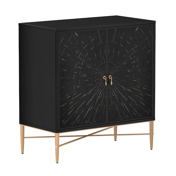 Boyel Living 31.6 in. H Vintage Wood Black 2 Door Storage Cabinet