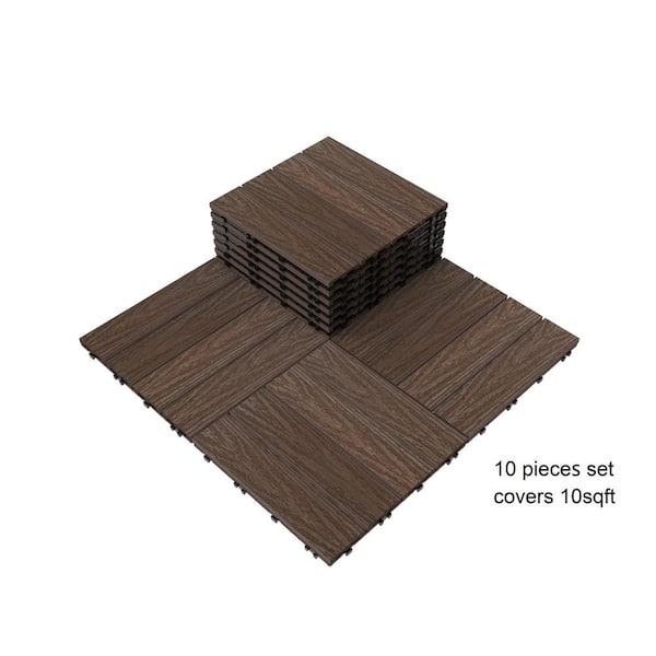 10-Piece 1 ft. x 1 ft. Quick Deck Outdoor Composite Deck Tile in Brazilian Ipe