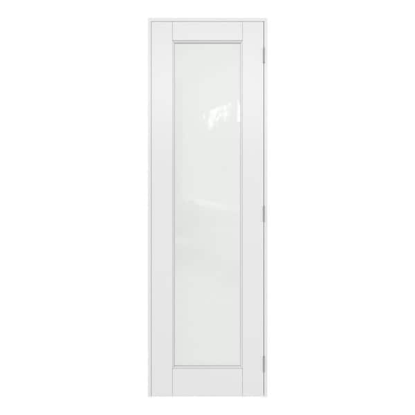 24 in. x 80 in. 1-Lite Frosted Glass Left Handed White Solid Core MDF Door with Quick Assemble Jamb Kit