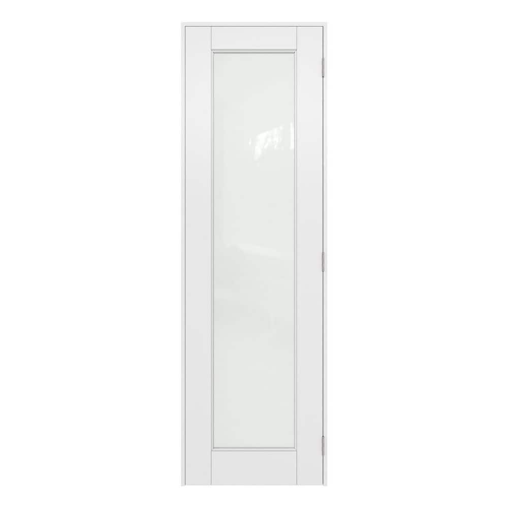 24 in. x 80 in. 1-Lite Frosted Glass Left Handed White Solid Core MDF Door 