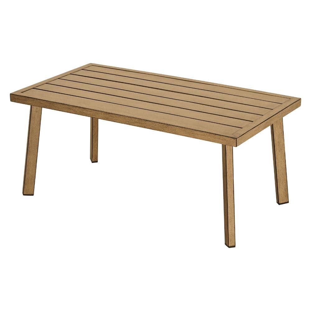 Modern Aluminum Coffee Table with Teak Top