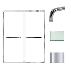 Cara 59 in. W x 76 in. H Sliding Semi-Frameless Shower Door in Polished Chrome with Clear Glass