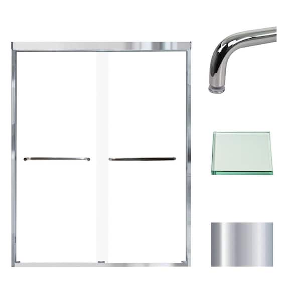Transolid Cara 59 in. W x 76 in. H Sliding Semi-Frameless Shower Door in Polished Chrome with Clear Glass