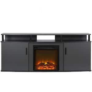 Windsor 63.1 in. Freestanding Electric Fireplace TV Stand in Gray, Fits TVs up to 70 in.