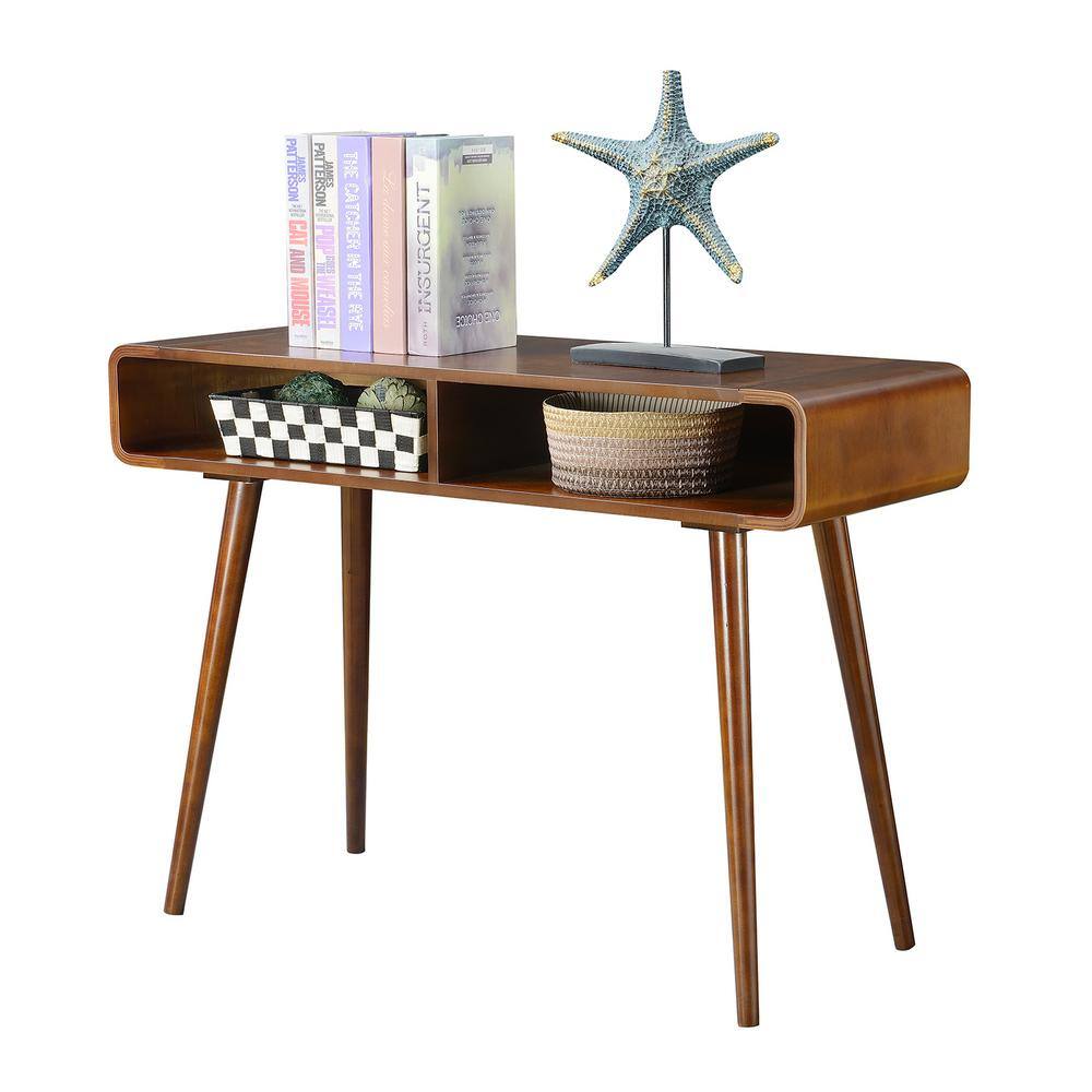 Mid-Century Espresso Napa Console Table with Open Cubbies
