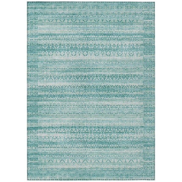 Chantille Machine Washable Indoor/Outdoor Abstract ACN2101 Aqua 2 ft. 6 in. x 3 ft. 10 in. Area Rug