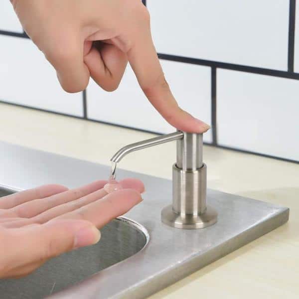 Stainless Steel Kitchen Sink Built-in Soap Dispenser Undersink Brushed Nickel 
