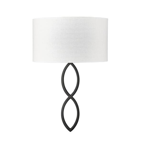 Millennium Lighting Rylee 12.8 in. 1-Light Matte Black Sconce Linen ...