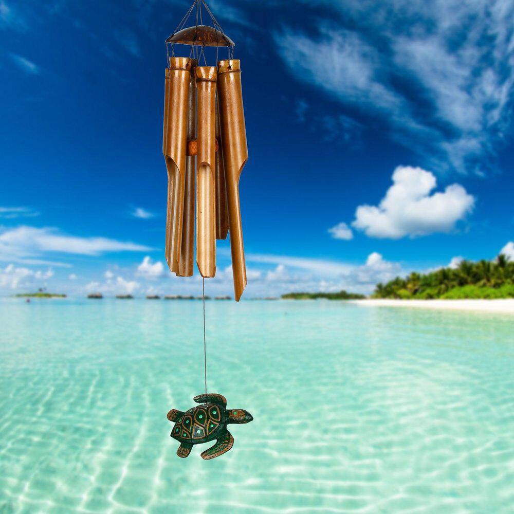 Handcrafted Bamboo and Coconut Sea Turtle Wind Chime
