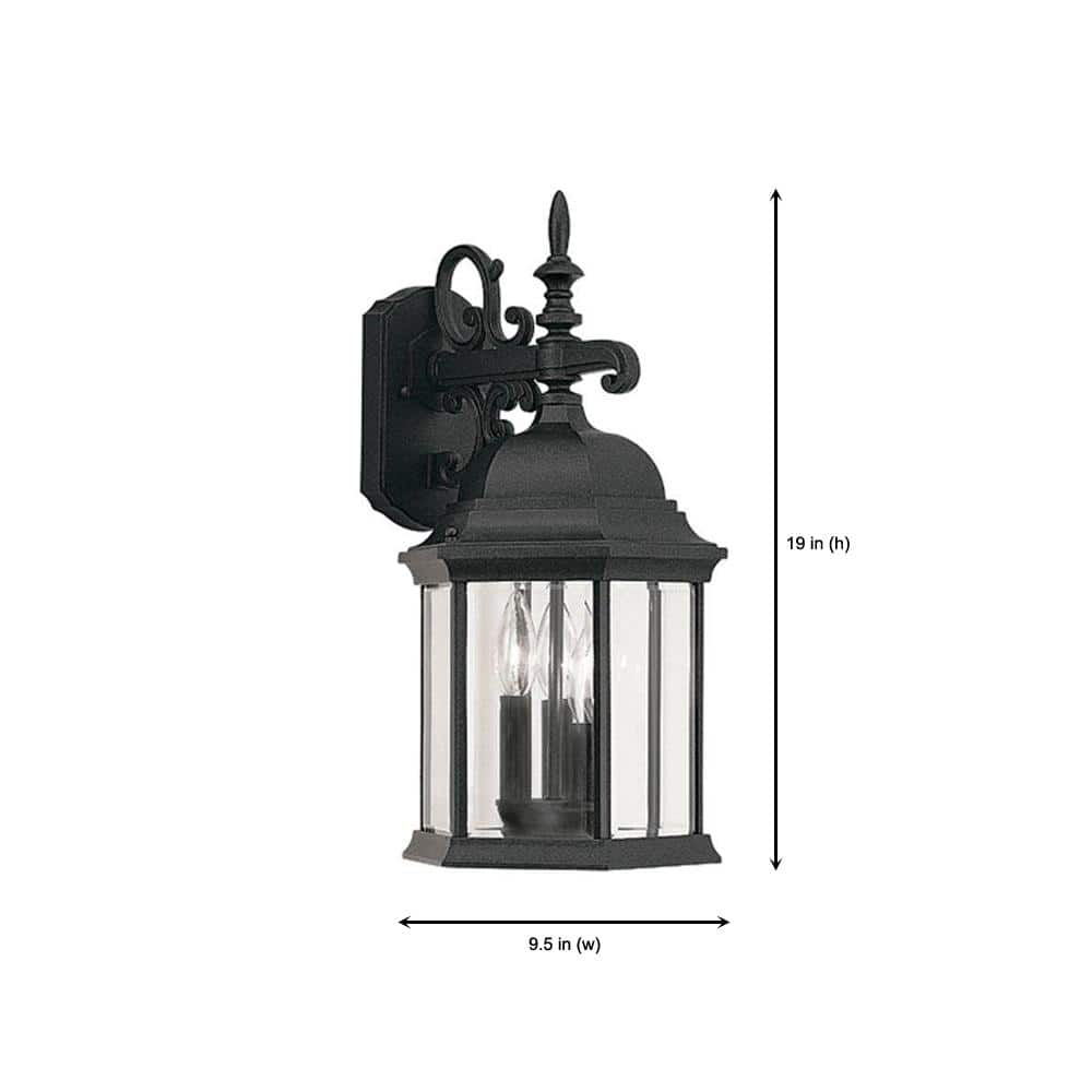 Erving Black Aluminum and Steel Outdoor Wall Lantern