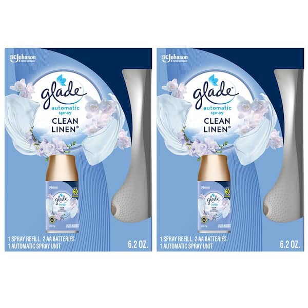 Glade 6.2 oz. Clean Linen Starter Kit Automatic Air Freshener (2-Pack Combo)