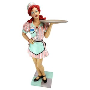 Retro Rosie 17.5 in. W Multi-Colored Polyresin Statue Serving Table