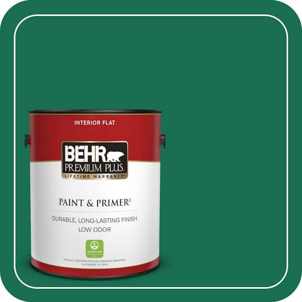BEHR PREMIUM PLUS 1 gal. #S-H-470 Precious Emerald Flat Low Odor Interior Paint & Primer