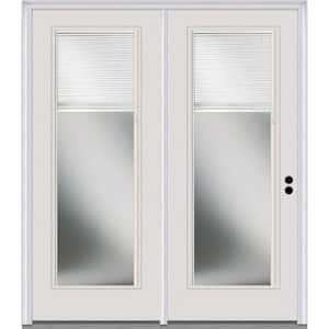 75 in. x 81.75 in. Clear Glass Internal Blinds Fiberglass Smooth Prehung Left Hand Full Lite Stationary Patio Door