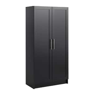 Elite Black 16.5 in. D x 32 in. W x 65 in. H Accent Storage Cabinet with Panel Doors