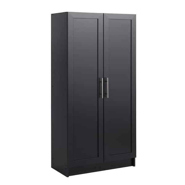 Prepac Elite Black 16.75 in. D x 32 in. W x 65 in. H Accent Storage Cabinet with Panel Doors