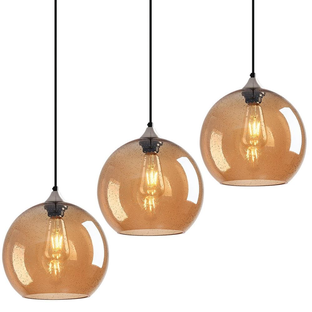Home Lighting ‎60 Watts 1 Light 9. 84in Amber Glass Pendant Light for Kitchen Island Bedroom, No Bulbs Included, 3Pack price history on PriceWatchPro