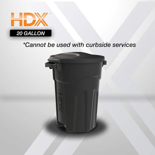 HDX 20 gal. Black Heavy Duty Outdoor Trash Can with Domed Lid 999