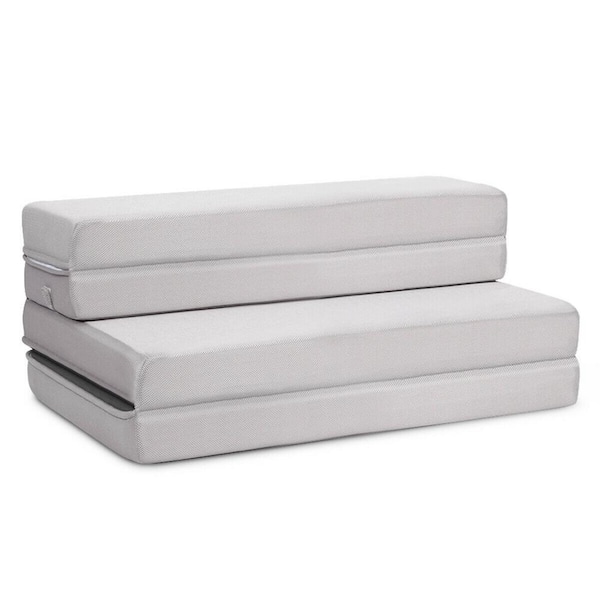 4 in. Twin XL Folding Sofa Bed Foam Mattress with Handles