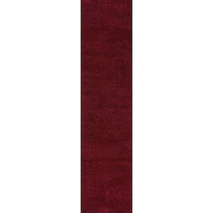 Haze Solid Low-Pile Dark Red 2 ft. x 10 ft. Runner Rug