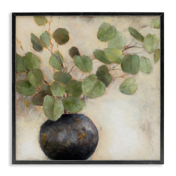 Green Potted Eucalyptus Leaves by Lanie Loreth Black Framed Giclee Art Print Nature 12 in. x 12 in.