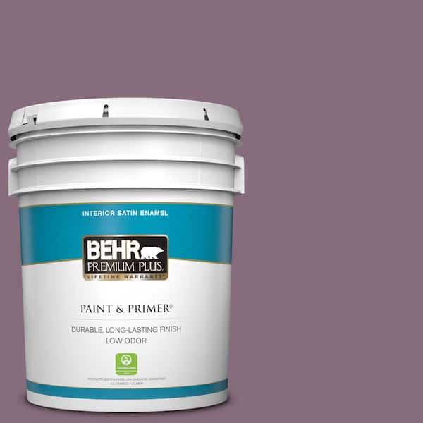 BEHR PREMIUM PLUS 5 gal. #S110-6 Plum Royale Satin Enamel Low Odor Interior Paint & Primer
