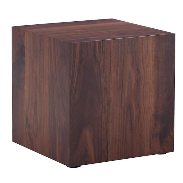 16 in. Walnut Square MDF Coffee Table with Wood Grain Texture Finish