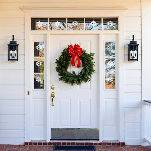 2-Light Black Outdoor Wall Lantern Sconce